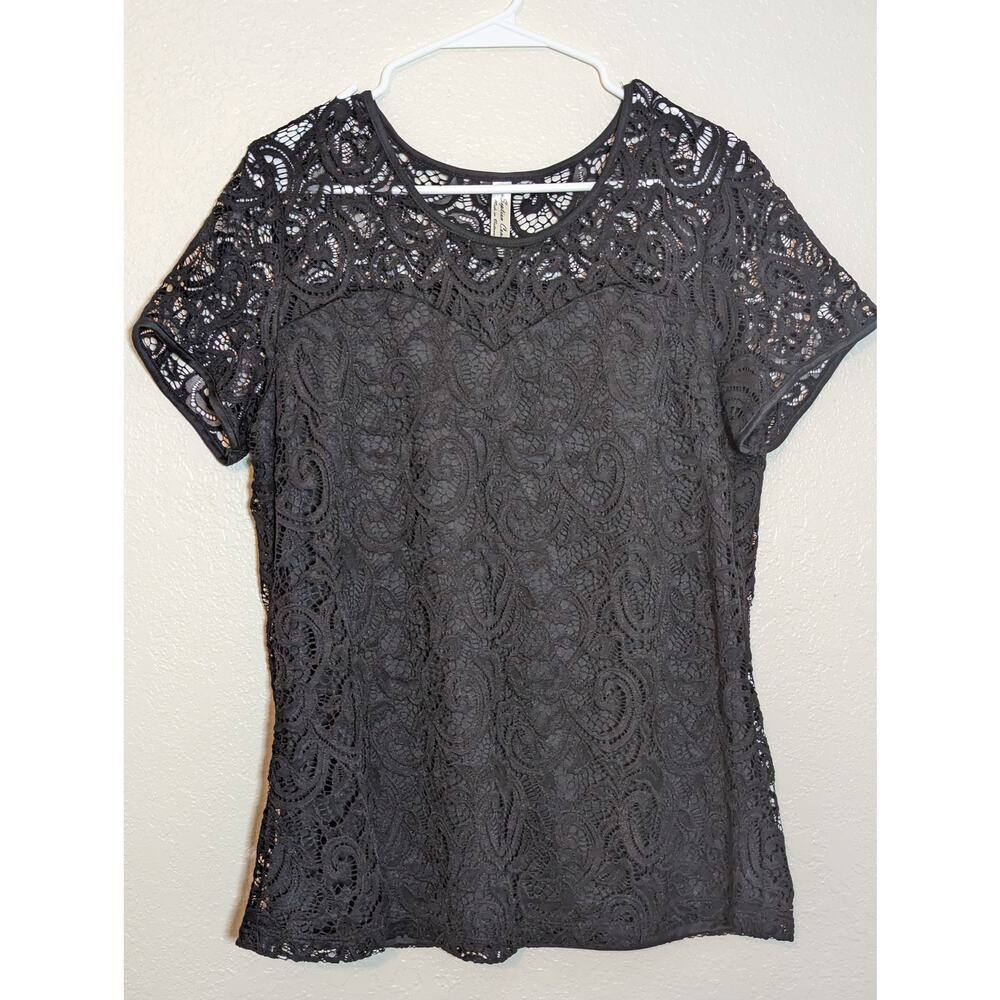 Perseption Concept Black Lace Top Size XL